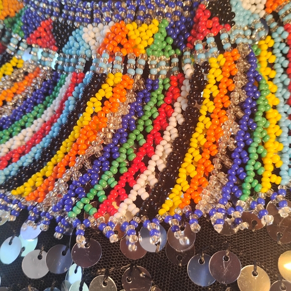 Vintage Wild Bohemian Festival Glass Micro Bead Multicolor Necklace Collar - Picture 7 of 10